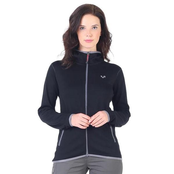 Damska bluza rozpinana z kapturem 100% Merino - Marin/Woolona. Czarne bluzy damskie WOOLONA, s, bez wzorów, z kapturem. W wyprzedaży za 540.00 zł.