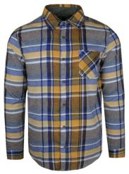 Flanelowa Koszula Sportowa (Casual) - Brave Soul - Niebiesko-Musztardowa Kratka. Niebieskie koszule męskie Brave Soul, m, bez wzorów, z bawełny, casualowe, bez kołnierzyka, bez ramiączek. Za 99.00 zł.
