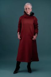 Sukienka Olga bordowa z czernią. Czerwone sukienki dla dziewczynek Hultaj Polski, bez wzorów, z bawełny, bez ramiączek, krótkie. Za 429.00 zł.