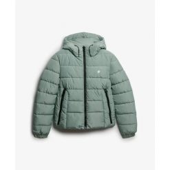 Damska kurtka puchowa Superdry Spirit. Zielone kurtki damskie Superdry., bez wzorów, z puchu, z kapturem. Za 544.15 zł.