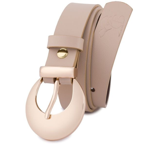 Pasek skórzany BELTIMORE r.90-105 cm O05 beżowy. Brązowe paski damskie bez wzorów. Za 49.90 zł.