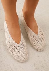 Beżowe Szydełkowe Balerinki VICES z Plecionki Wolfs. Brązowe baleriny damskie Born2be, bez wzorów, z jeansu, eleganckie, bez obcasa. Za 99.99 zł.