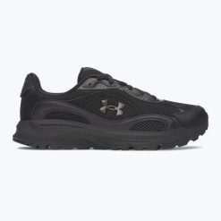Buty treningowe męskie Under Armour Tech Runner black/black/metallic black. Czarne buty sportowe męskie Under Armour, bez zapięcia, na fitness i siłownię. Za 399.99 zł.