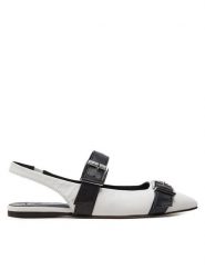 KARL LAGERFELD Sandały Konnie KL40186 Biały. Białe sandały damskie KARL LAGERFELD, bez wzorów, ze skóry, bez obcasa, na płaskiej podeszwie, bez zapięcia. Za 499.99 zł.