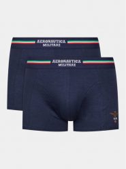 Aeronautica Militare Komplet 2 par bokserek AM1UBX001 Granatowy. Niebieskie bokserki męskie Aeronautica Militare, m, bez wzorów, z bawełny. Za 89.99 zł.