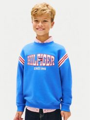 Tommy Hilfiger Bluza Wavy Flag KB0KB10260 Niebieski Regular Fit. Niebieskie bluzy dla chłopców Tommy Hilfiger, bez wzorów, z bawełny, bez ramiączek, bez kaptura. Za 309.99 zł.