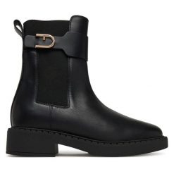 Sztyblety Furla. Czarne botki damskie Furla, bez obcasa, na płaskiej podeszwie, bez zapięcia. Za 1,299.00 zł.