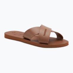 Klapki damskie Havaianas Aqua. Brązowe klapki damskie Havaianas, bez wzorów, sportowe, bez obcasa. Za 83.99 zł.