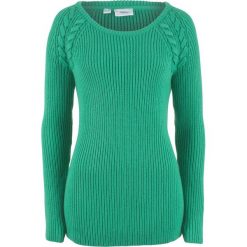 Sweter w warkocze bonprix szmaragdowy. Swetry damskie marki KALENJI. Za 49.99 zł.