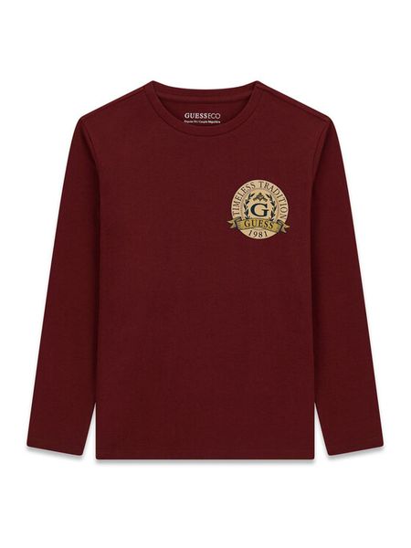 Guess Bluzka L6YI08 K3717 Bordowy Regular Fit. Czerwone koszule dla chłopców Guess, z aplikacjami, bez kołnierzyka, bez ramiączek. Za 94.99 zł.