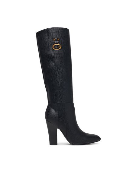 Guess Kozaki FLFTYN ELE11 Czarny. Czarne kozaki damskie Guess, ze skóry, bez obcasa, na słupku. Za 824.99 zł.