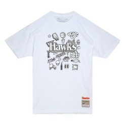 Koszulka Atlanta Hawks NBA Doodle. Białe koszulki sportowe męskie Mitchell & Ness, bez wzorów, bez kołnierzyka, bez ramiączek, do koszykówki. Za 218.50 zł.