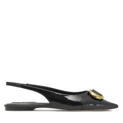 Sandały Nine West. Czarne sandały damskie Nine West, bez wzorów, bez obcasa, na płaskiej podeszwie, bez zapięcia. Za 139.99 zł.