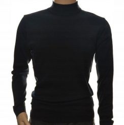 Sweter męski z półgolfem klasyczny półgolf z wełny wełniany L czarny 1701. Czarne bluzy męskie Selantino, l, bez wzorów, z wełny, bez kaptura. Za 151.28 zł.