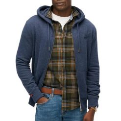Rozpinana bluza z kapturem z logo essential Superdry. Niebieskie bluzy męskie Superdry., m, bez wzorów, z kapturem. Za 337.40 zł.