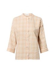 Opus Bluzka damska - Fountry Kobiety Sztuczne włókno biały|beżowy w kratkę, 36. Białe bluzki damskie Opus, bez wzorów, z włókna, bez kołnierzyka, bez ramiączek. Za 249.95 zł.