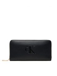 Calvin Klein Portfel Bold Ck Long Zip Around LV04F1077G Czarny. Czarne portfele damskie Calvin Klein, bez wzorów, ze skóry. Za 219.99 zł.