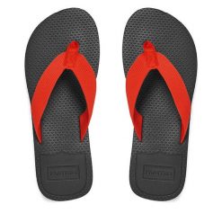 Japonki Hunter. Czerwone klapki damskie Hunter, bez wzorów, bez obcasa. Za 79.99 zł.