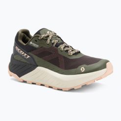Buty do biegania damskie SCOTT Kinabalu 3 Gore-Tex. Zielone obuwie sportowe damskie Scott, bez wzorów, z gore-texu, do biegania. Za 649.99 zł.