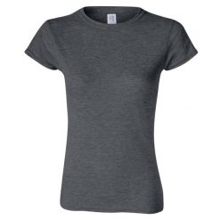 Koszulka Damska Softstyle Heather. Szare koszulki sportowe damskie Gildan, xl, bez wzorów, bez kołnierzyka, bez ramiączek, trekkingowe. Za 38.99 zł.