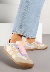 Beżowo-Różowe Sneakersy Typu Klasyczne Tenisówki Isnnoria. Brązowe trampki i tenisówki damskie Renee, bez wzorów, z jeansu, eleganckie, bez zapięcia. Za 74.99 zł.