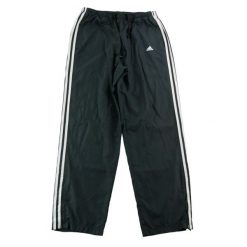 Second life - Spodnie dresowe męskie z zamkami przy kostkach Y2K - Jak nowy. Czarne spodnie sportowe męskie Adidas, l, bez wzorów, z dresówki, do biegania. Za 106.46 zł.