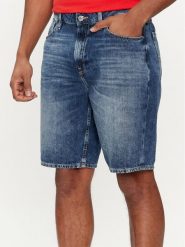 Guess Szorty jeansowe M4GD27 D5AY1 Granatowy Regular Fit. Niebieskie szorty męskie Guess, m, z aplikacjami, z bawełny. Za 599.99 zł.