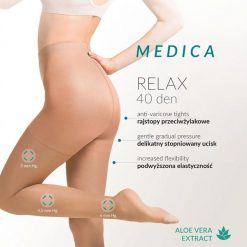 Rajstopy Gabriella Relax 40 den beige - przeciwżylakowe. Brązowe skarpety damskie Gabriella, bez wzorów, z elastanu. Za 29.90 zł.