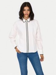 JDY Koszula Lorenzo 15330351 Biały Regular Fit. Białe bluzki damskie JDY, xs, bez wzorów, z bawełny, bez kołnierzyka, bez ramiączek. Za 199.99 zł.