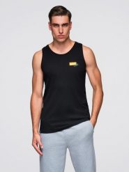 Męski bawełniany tank top z nadrukiem Summer Vibe – czarny V1 - Rozmiar: XL. Czarne t-shirty męskie Ombre Clothing, na lato, m, bez wzorów, z bawełny, eleganckie, bez kołnierzyka. W wyprzedaży za 39.99 zł.