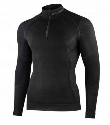 LS1610M Bluza męska z krótkim ekspresem EXTREME MERINO czarny M. Czarne bluzy męskie Brubeck, m, bez wzorów, bez kaptura. Za 505.25 zł.