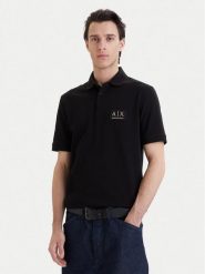 Armani Exchange Polo XM002231 AF10366 UC001 Czarny Regular Fit. Czarne koszulki polo męskie Armani Exchange, m, bez wzorów, z bawełny, bez ramiączek. Za 369.99 zł.