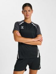 Damska koszulka polo Hummel Lead 2.0. Czarne koszulki sportowe damskie Hummel, s, bez wzorów, z materiału, bez kołnierzyka, bez ramiączek, do piłki nożnej. Za 191.70 zł.