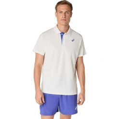 Polo Asics. Białe koszulki polo męskie Asics, bez wzorów, sportowe, bez ramiączek. Za 244.00 zł.