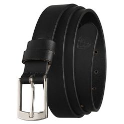 Skórzany, czarny pasek damski ze srebrną, klasyczną klamrą - Peterson. Czarne paski damskie Peterson, bez wzorów, ze skóry, eleganckie. Za 45.00 zł.