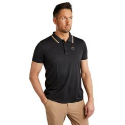 Koszulka polo do jazdy konnej Montar MoDrake Contrast Rib and Logo. Czarne koszulki polo męskie MONTAR, na lato, m, z aplikacjami, bez kołnierzyka, bez ramiączek, na fitness i siłownię. Za 334.50 zł.