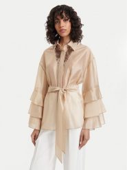 ACCESS FASHION Koszula 63-7068-125 Beżowy jasny Relaxed Fit. Brązowe bluzki damskie ACCESS FASHION, l, bez wzorów, z lyocellu, bez kołnierzyka, bez ramiączek. Za 669.99 zł.