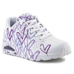 Buty Skechers JGoldcrown Uno Lite - Spread the Love W 155507-WLPR białe. Białe obuwie sportowe damskie bez wzorów. Za 585.80 zł.