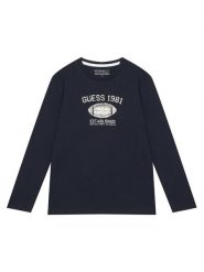 Guess Bluzka L6YI06 K3714 Granatowy Regular Fit. Niebieskie t-shirty dla chłopców Guess, z aplikacjami, z bawełny, bez ramiączek. Za 94.99 zł.