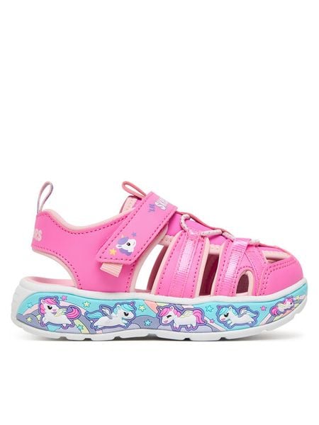 Skechers Sandały Play Scene Splash - Cute Crew 303162N/PKLP Różowy. Czerwone sandały dziewczęce Skechers, ze skóry, bez zapięcia. Za 149.99 zł.