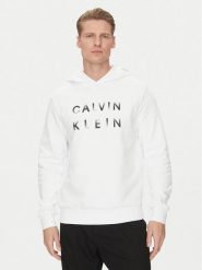 Calvin Klein Bluza Enlarged Logo K10K114261 Biały Regular Fit. Białe bluzy męskie Calvin Klein, m, bez wzorów, z bawełny, bez kaptura. Za 249.99 zł.