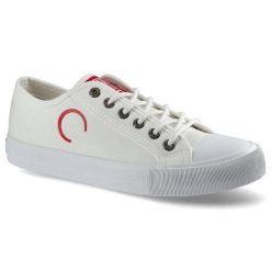 Trampki damskie Big Star, materiałowa sznurowana cholewka na miękkim płaskim gumowym spodzie, białe, HH274117. Białe trampki i tenisówki damskie Big Star, bez wzorów, z gumy, retro, bez zapięcia. Za 89.99 zł.