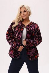 Czarna kurtka Velvet Bloom w kwiaty PLUS SIZE XXL JESIEŃ. Czarne kurtki damskie Moda Size Plus Iwanek, na jesień, plus size, bez wzorów, z jeansu, bez kaptura. Za 329.90 zł.
