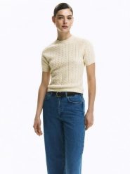 Sweter z wełną i dodatkiem kaszmiru - złamana biel. Swetry damskie Reserved, l, bez wzorów, z dzianiny, bez kołnierzyka, bez ramiączek, bez kaptura. Za 179.99 zł.