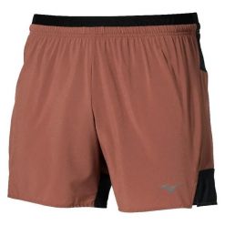 Szorty 2 w 1 Mizuno Active Alpha. Brązowe krótkie spodenki sportowe męskie Mizuno, l, bez wzorów, z materiału, do biegania. Za 249.99 zł.