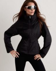 Damska kurtka pikowana, hydrofobowa High Neck Contour czarna. Czarne kurtki damskie Aim'n, m, bez wzorów, z materiału, bez kaptura. Za 593.00 zł.