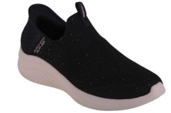 Buty sportowe Sneakersy damskie, Slip-Ins Ultra Flex 3.0-Shiny Night. Czarne obuwie sportowe damskie Skechers, bez wzorów, z materiału, trekkingowe. Za 349.99 zł.