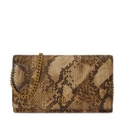 Torebka LAUREN RALPH LAUREN. Brązowe kopertówki damskie Lauren Ralph Lauren, bez wzorów, bez dodatków. Za 989.99 zł.