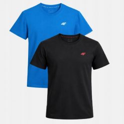 T-SHIRT MĘSKI 4F KOSZULKA ZESTAW KOMPLET 2 SZTUKI TTSHM3341. Koszulki sportowe męskie 4f, m, bez wzorów, z bawełny, bez kołnierzyka, bez ramiączek, na fitness i siłownię. Za 86.00 zł.