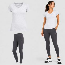 KOMPLET DAMSKI 4F T-SHIRT + LEGGINSY ZESTAW SPORTOWY NA CO DZIEŃ XL SS26. Legginsy damskie 4f, uniwersalny, bez wzorów, z bawełny. Za 119.98 zł.
